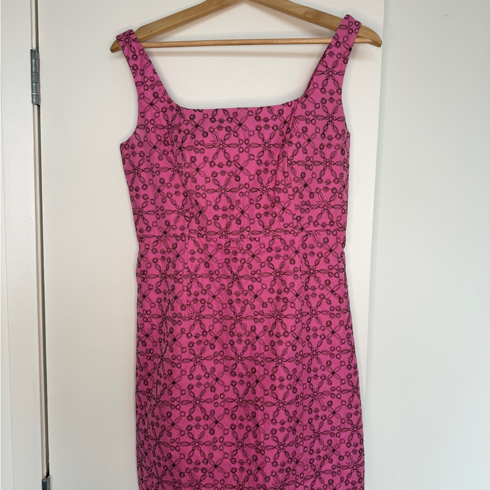 Vintage Lilly Pulitzer Pink Embroidered Sheath Dress Silk Blend 6 - Picture 7 of 10